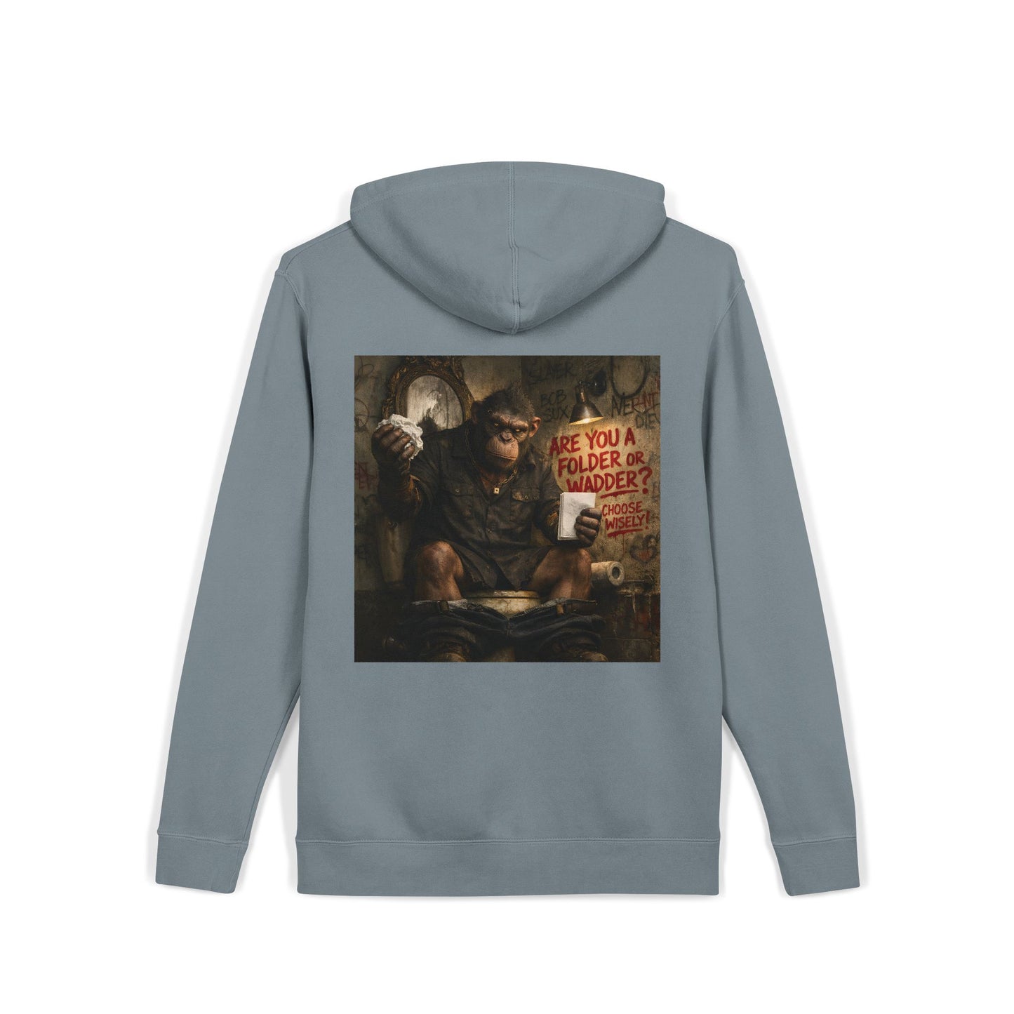 Gritty Question Graphic Hoodie — 'Are You a Folder or a Wadder?'