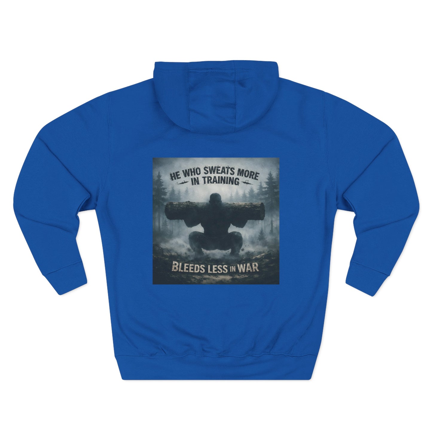 He Who Sweats More Hoodie — Warrior-Inspired Training Fleece Pullover