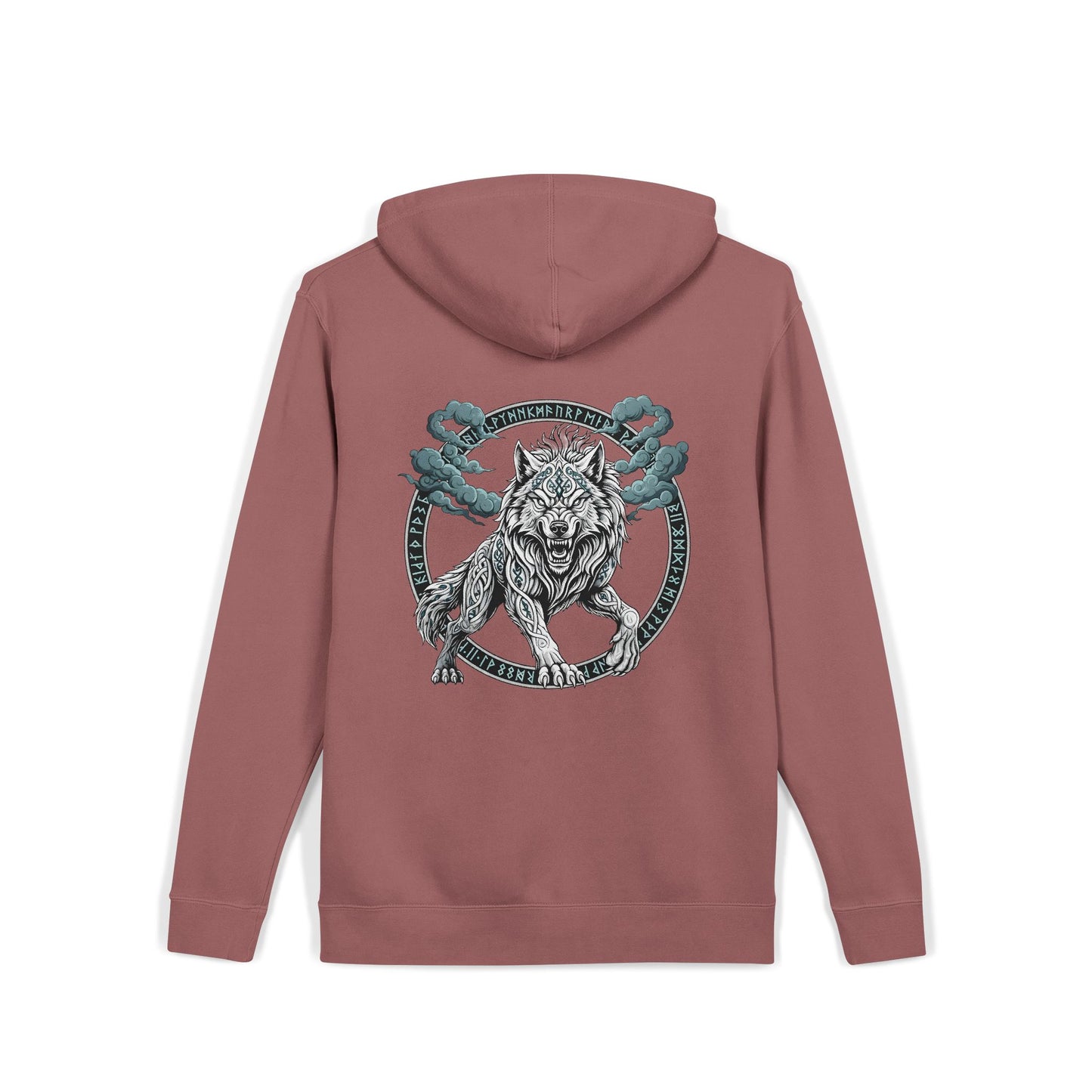 Fenrir Norse Wolf Hoodie — "Loki's Son" Rune Logo