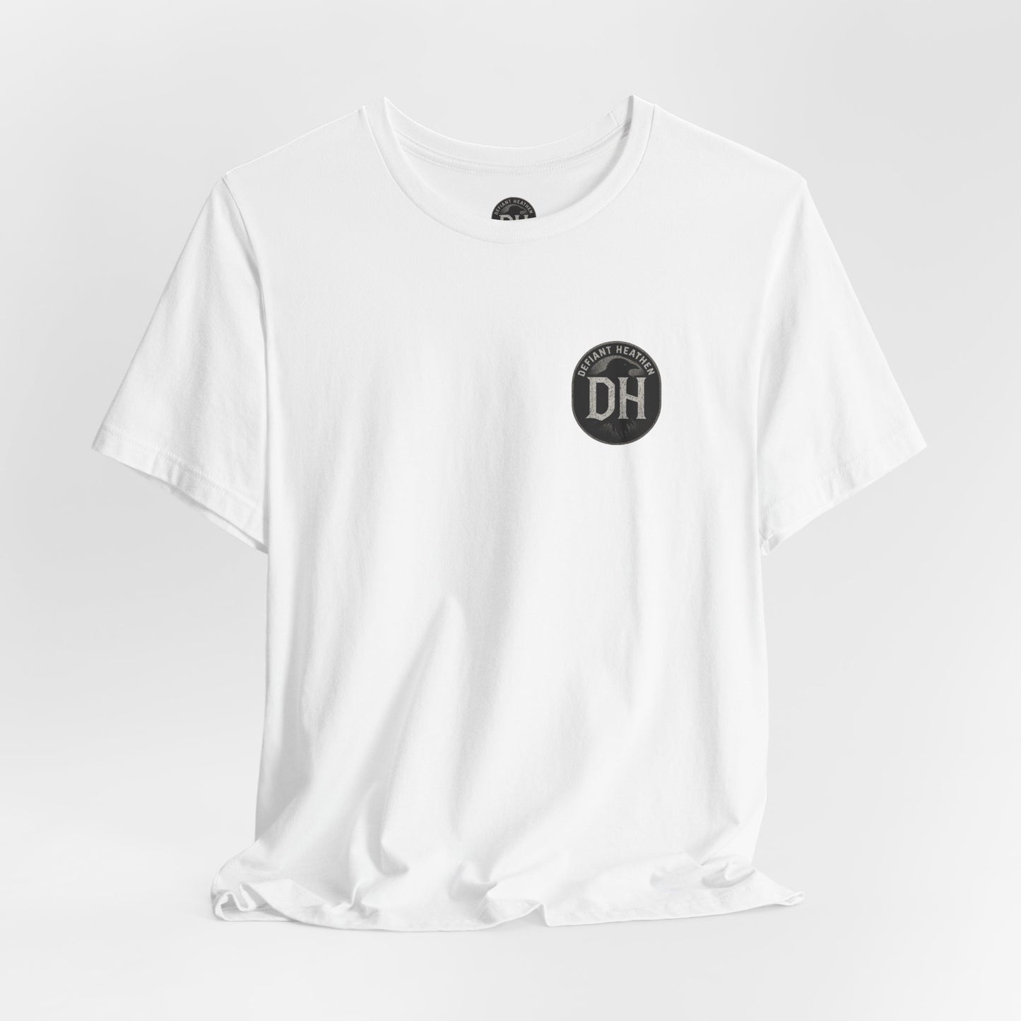 Unbroken By Design Tee — Minimal DH Chest Logo, Motivational Back Text