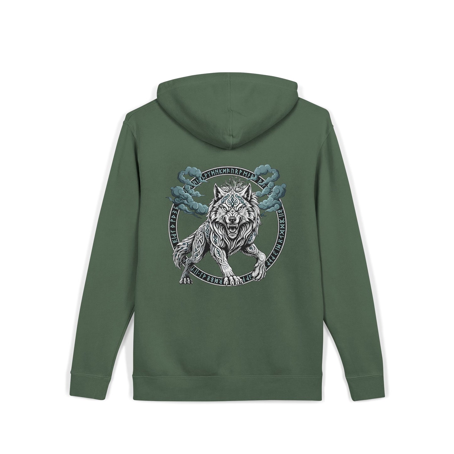 Fenrir Norse Wolf Hoodie — "Loki's Son" Rune Logo