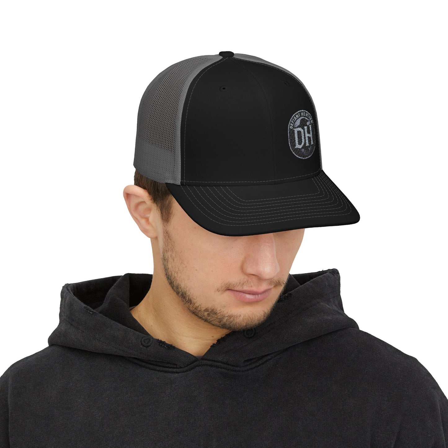 DH Raven Logo Trucker Cap –  Mesh Snapback
