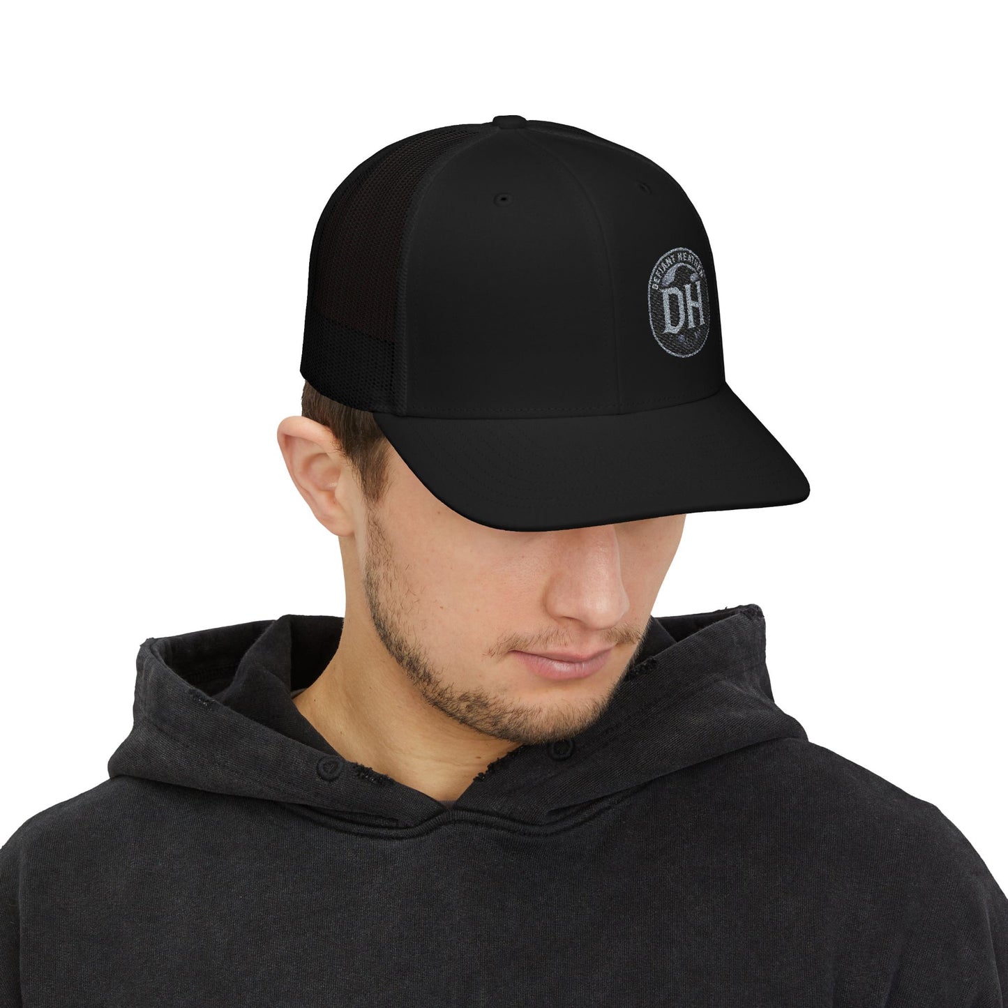 DH Raven Logo Trucker Cap –  Mesh Snapback
