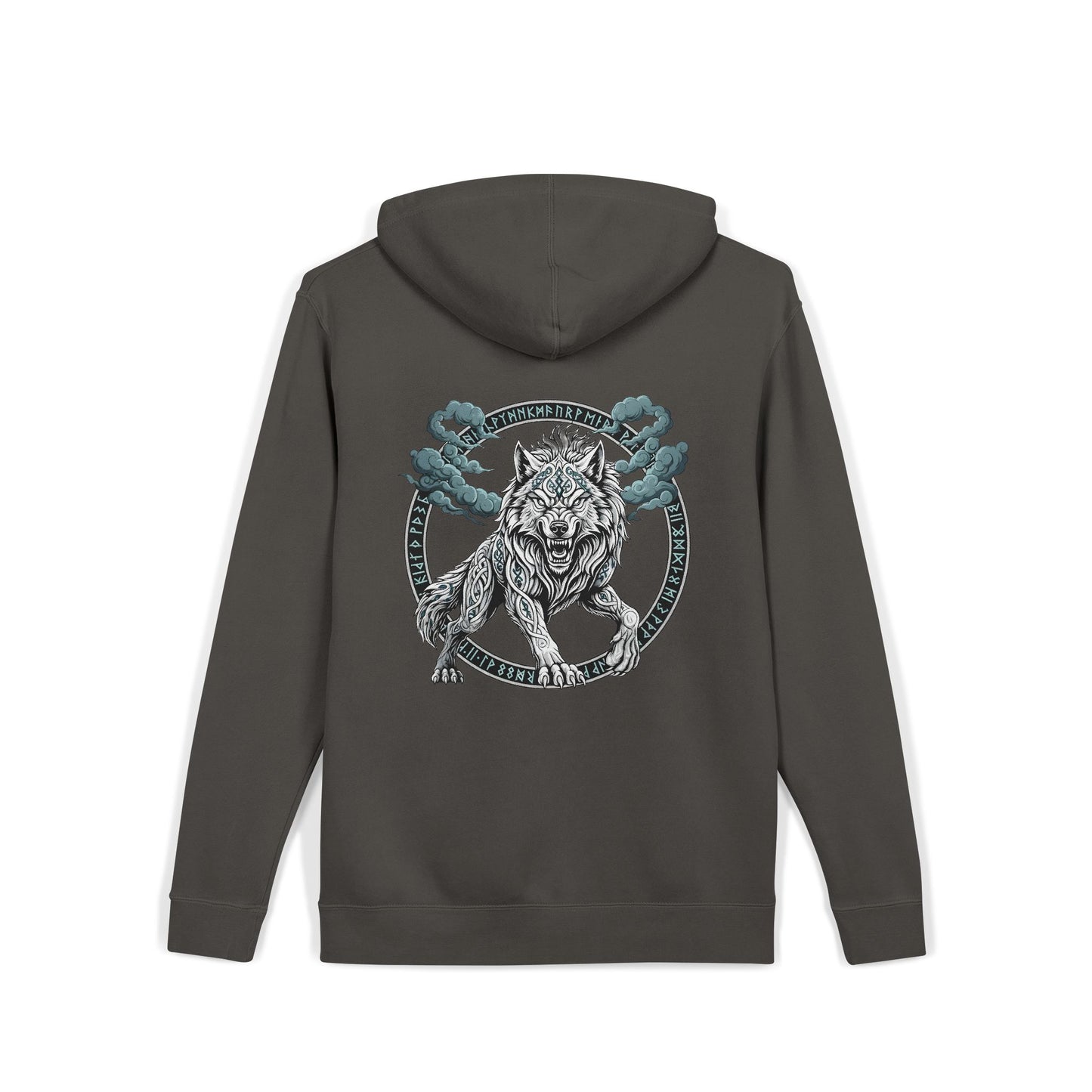 Fenrir Norse Wolf Hoodie — "Loki's Son" Rune Logo