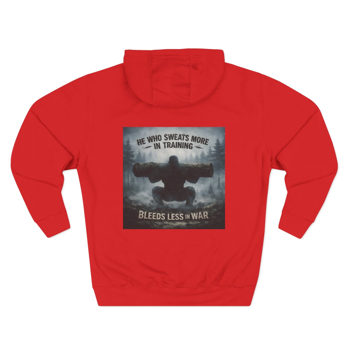 He Who Sweats More Hoodie — Warrior-Inspired Training Fleece Pullover