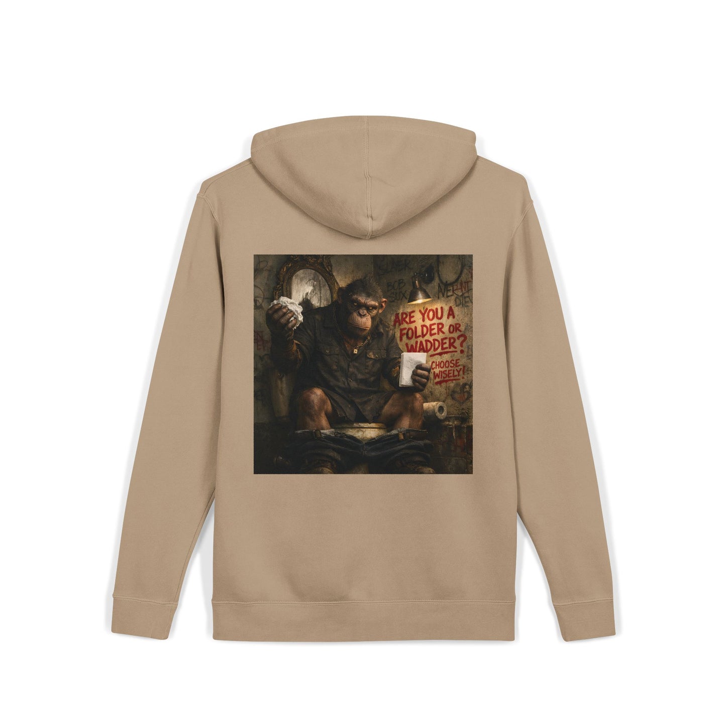 Gritty Question Graphic Hoodie — 'Are You a Folder or a Wadder?'