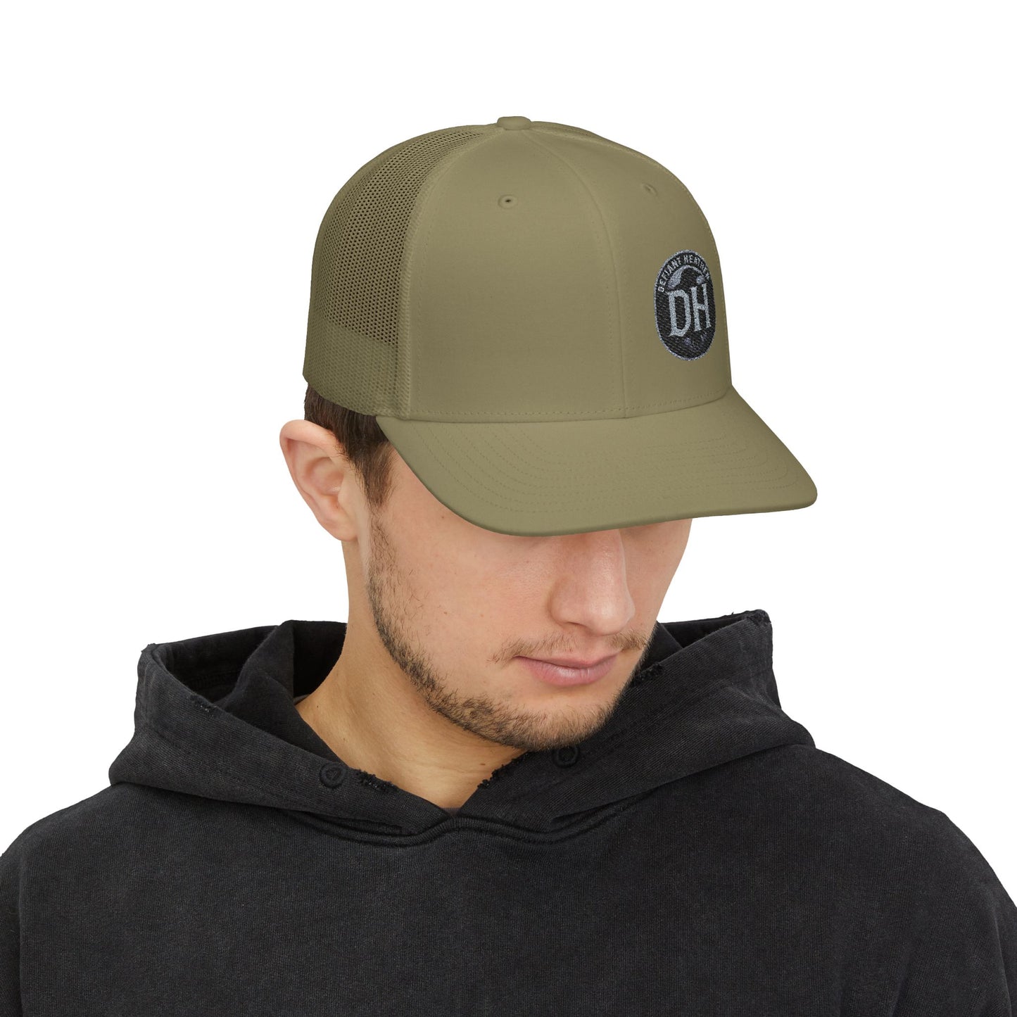 DH Raven Logo Trucker Cap –  Mesh Snapback