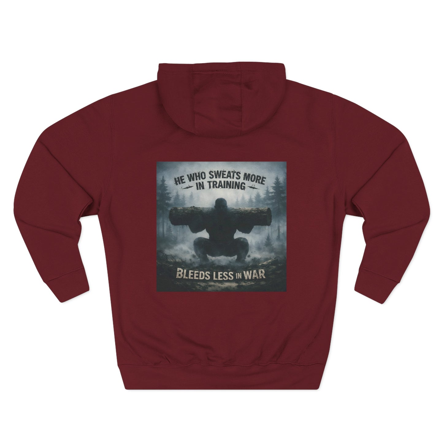 He Who Sweats More Hoodie — Warrior-Inspired Training Fleece Pullover
