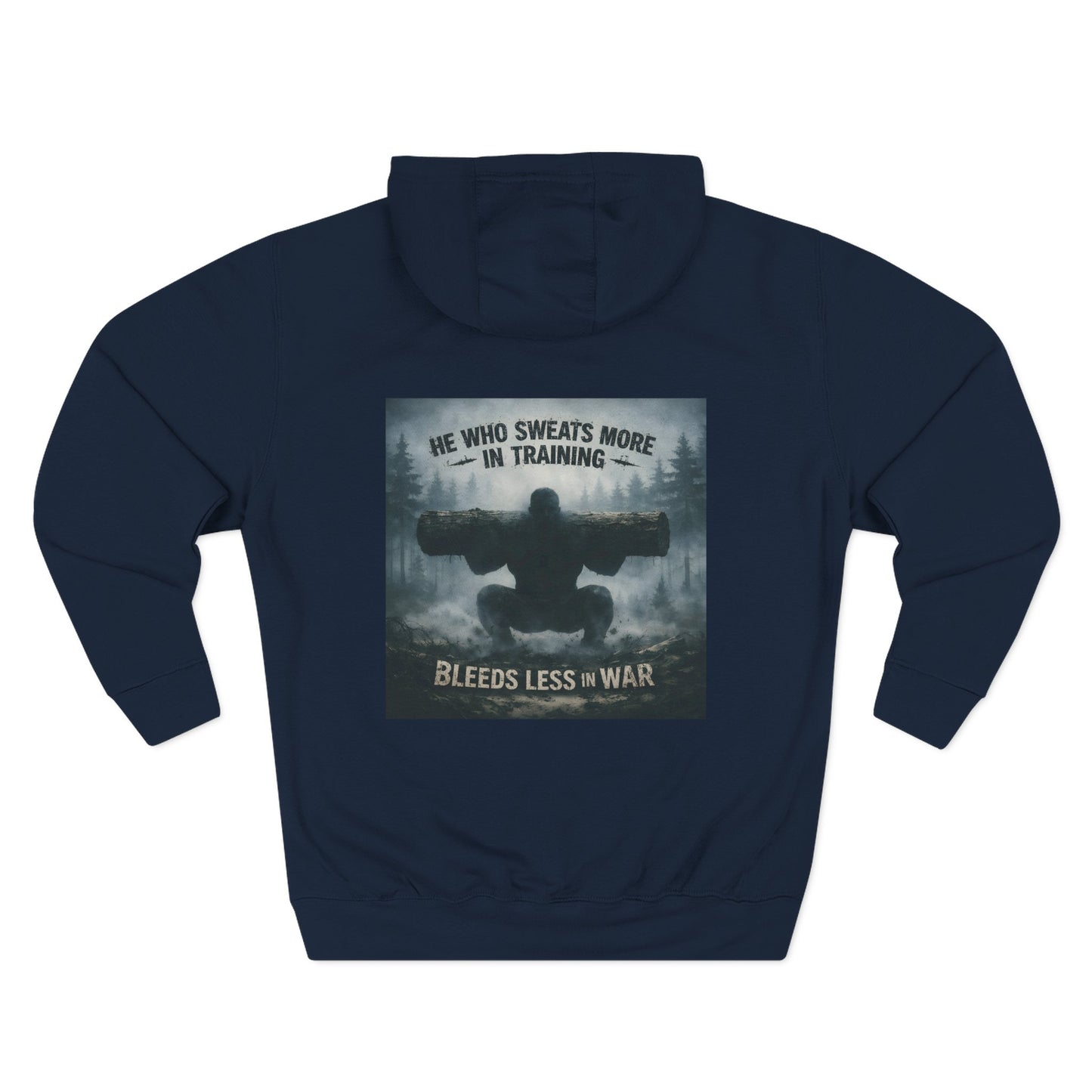 He Who Sweats More Hoodie — Warrior-Inspired Training Fleece Pullover