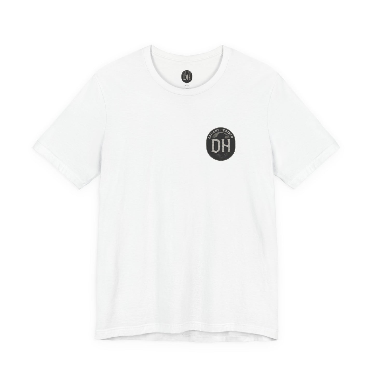 Unbroken By Design Tee — Minimal DH Chest Logo, Motivational Back Text
