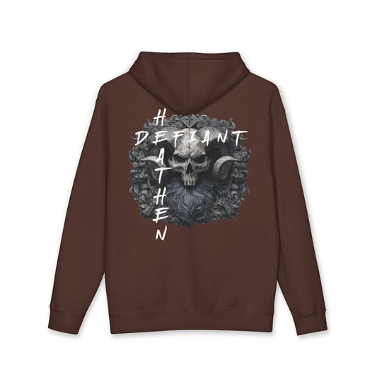 Defiant Heathen Ram Skull Hoodie — Gothic Viking Pagan Graphic Pullover