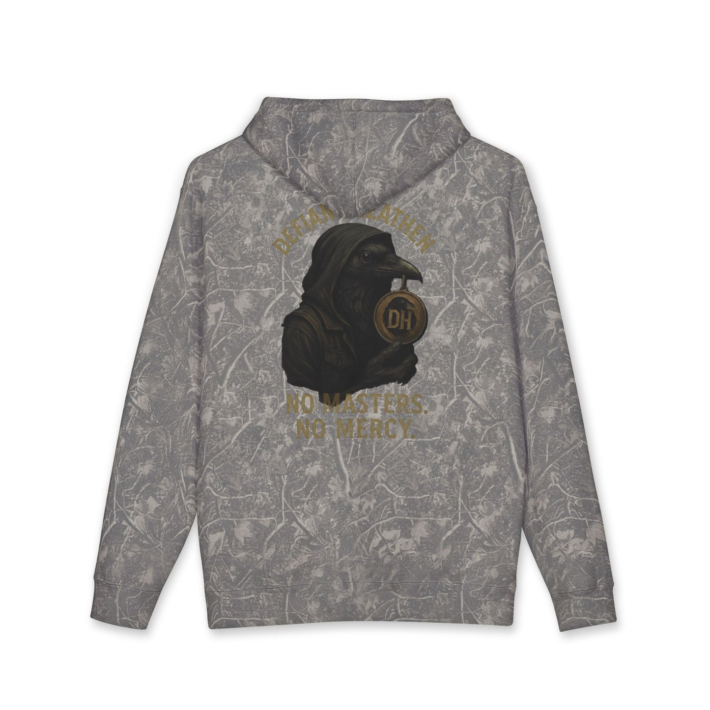 Defiant Heathen Hoodie — "No Masters, No Mercy" Graphic Pullover