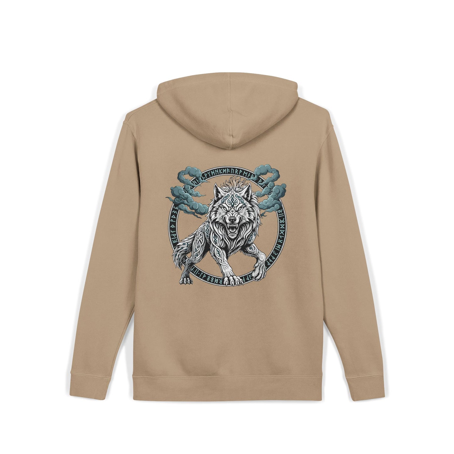Fenrir Norse Wolf Hoodie — "Loki's Son" Rune Logo